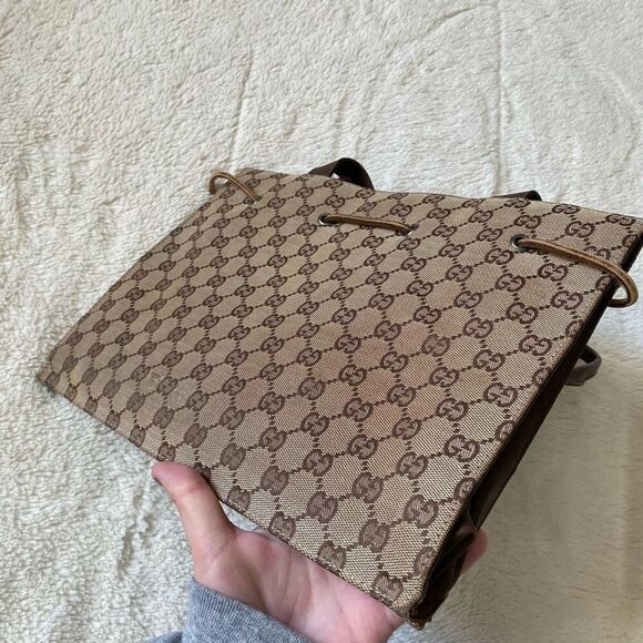 Gucci Canvas Monogram Drawstring Mini Vintage Y2K Tote Bag Purse - Picture 7 of 11